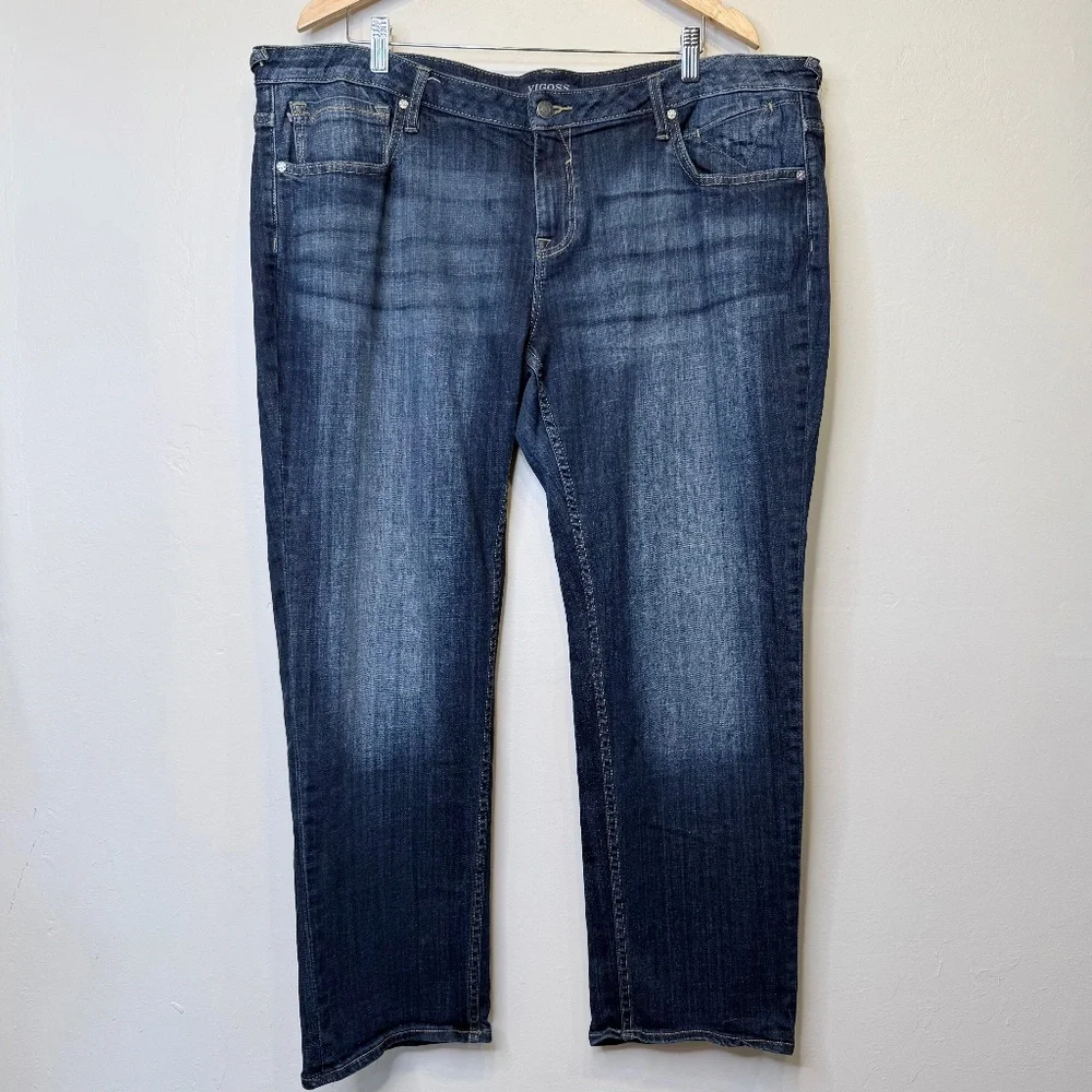 Vigoss | Thompson Tomboy Mid Rise Plus Size Denim Curve Hugging Straight Jeans